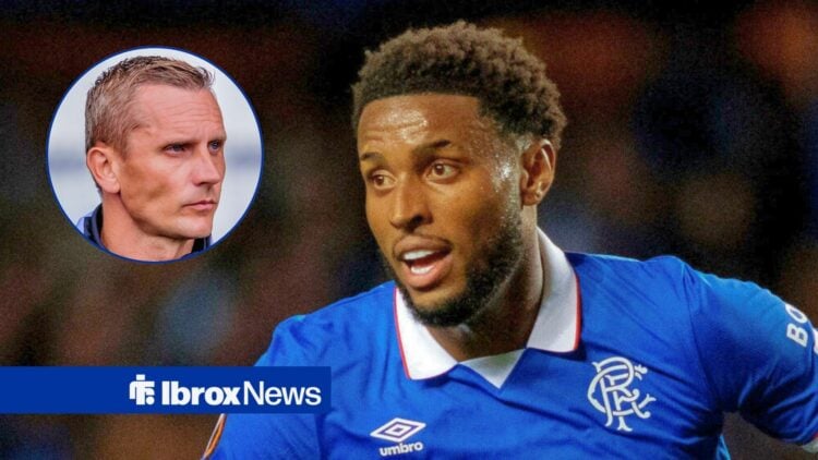 Rangers striker Youssef Chermiti as main image with Peter Lovenkrands in circular inset on the left
