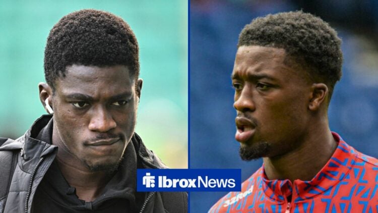 Split image of Rangers defenders Nasser Djiga and Emmanuel Fernandez
