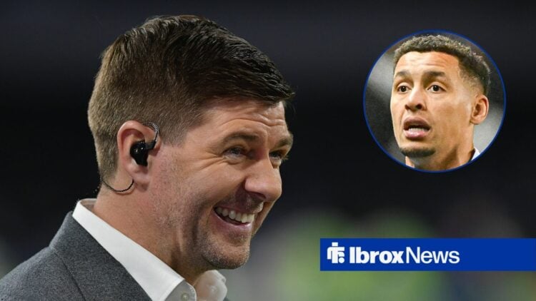 Steven Gerrard as main image with Rangers right-back James Tavernier in circular inset on the right