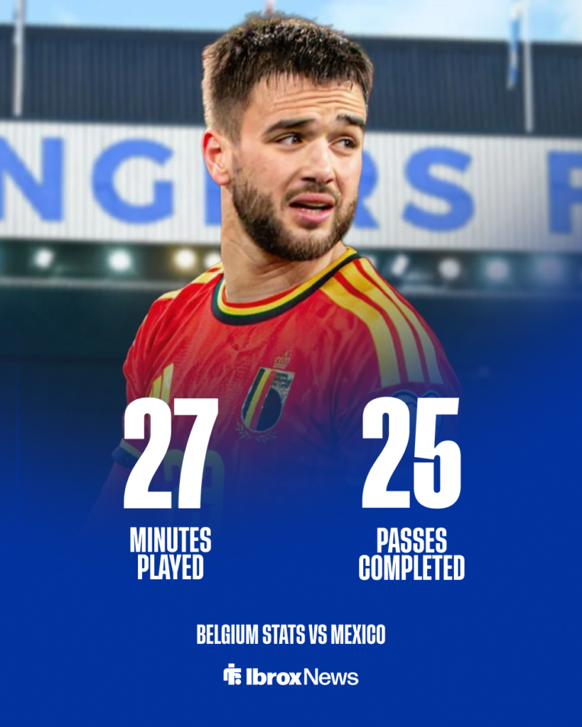 Rangers Nicolas Raskin stats Belgium vs Mexico