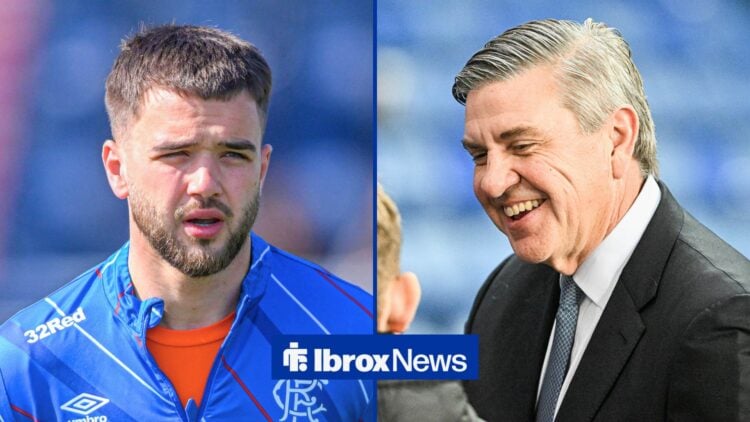 Split image of Rangers midfielder Nicolas Raskin and Andrew Cavenagh