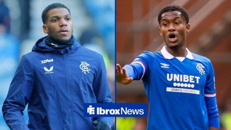 Split image of Rangers defenders Dujon Sterling and Jayden Meghoma