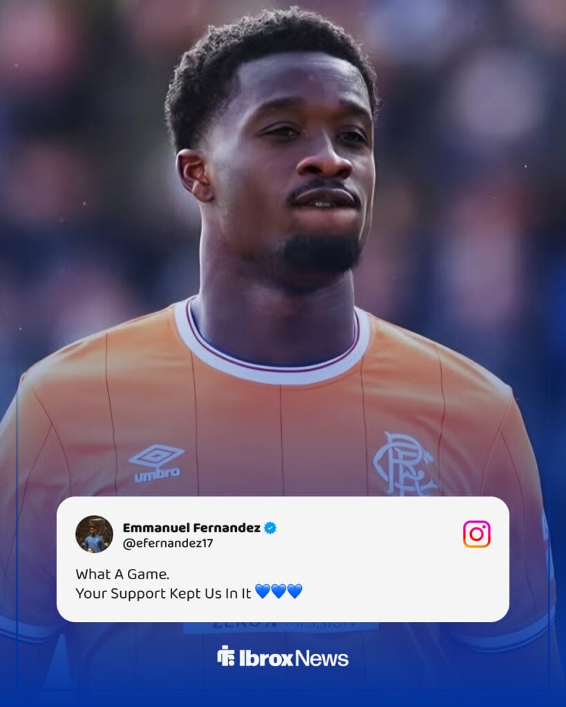 Emmanuel Fernandez's Instagram post after Rangers win vs Falkirk