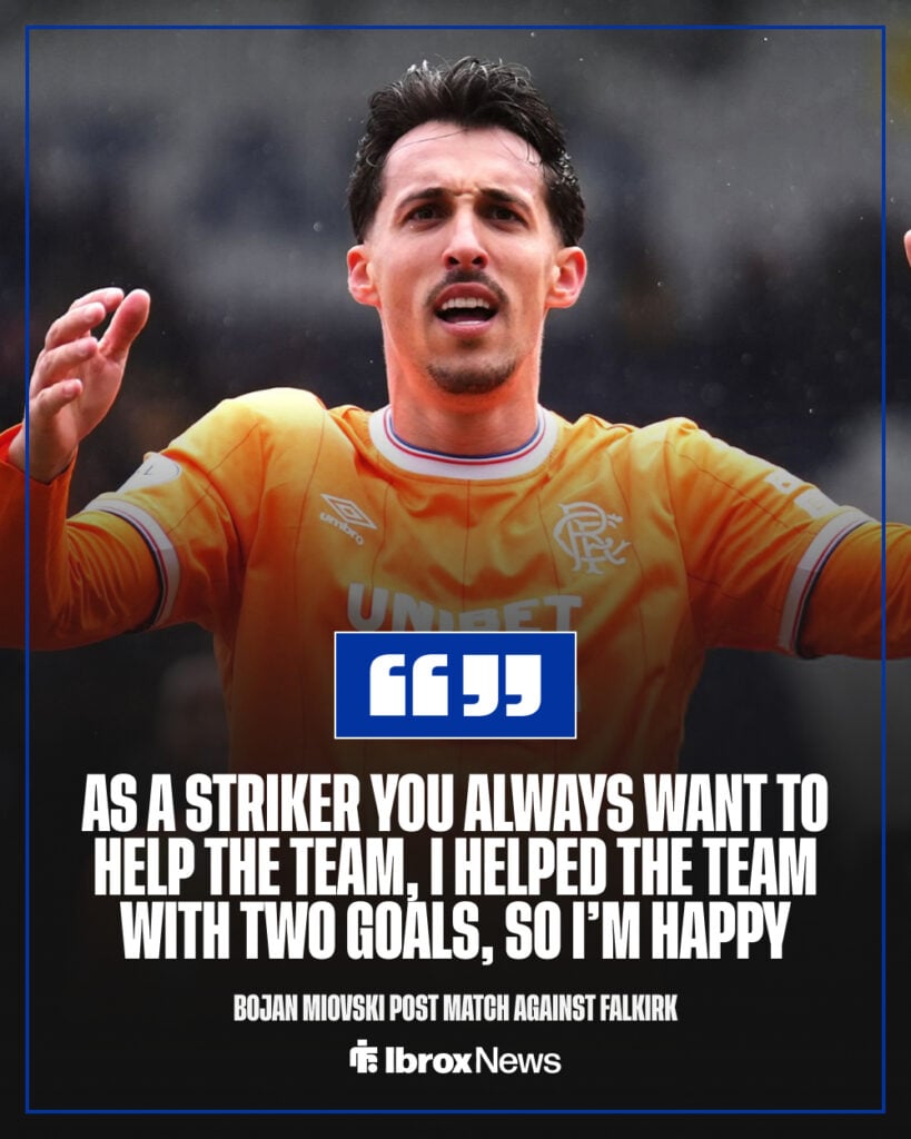 Bojan Miovski after scoring two goals against Falkirk