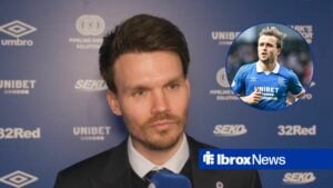 Danny Rohl speaking, with Tuur Rommens in a circular frame inset