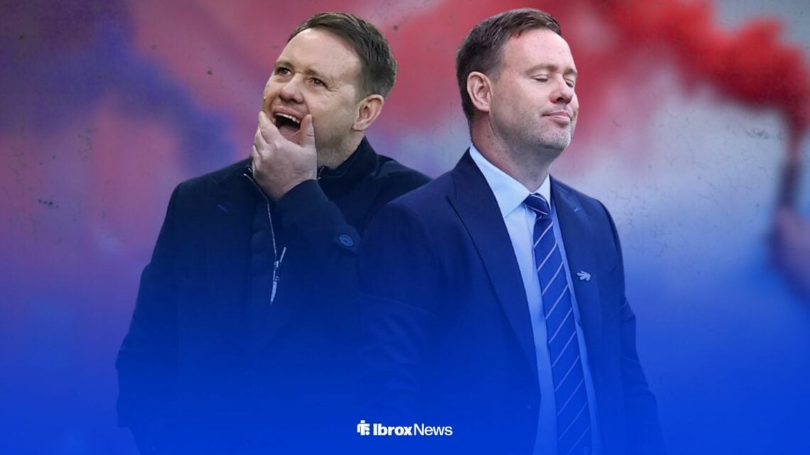 Michael Beale looking annoyed as Rangers manager