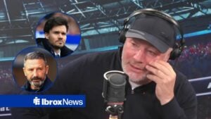 Ally McCoist looking in the direction of Derek McInnes and Danny Rohl.