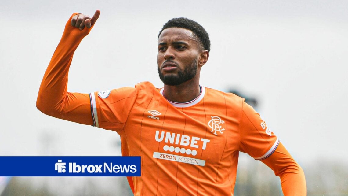 Youssef Chermiti in action for Rangers and celebrating a goal
