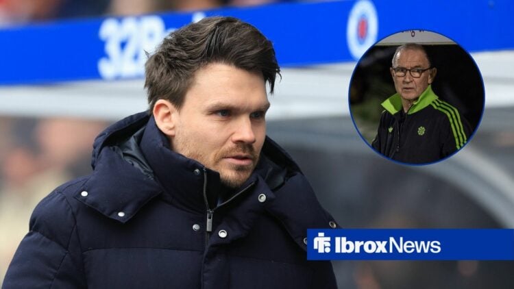Danny Rohl in Rangers dugout with Martin O'Neill in circular inset