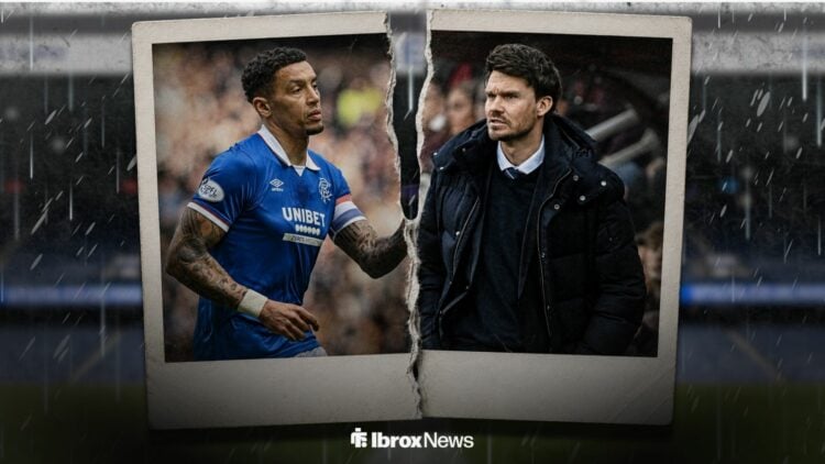 A ripped photo of James Tavernier and Danny Rohl at Ibrox