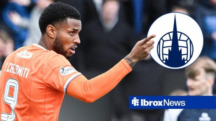 Youssef Chermiti of Rangers after his first goal during the William Hill Premiership match at the Falkirk Stadium, Falkirk
