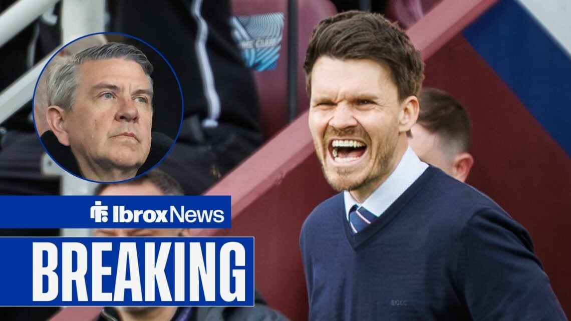 Rangers manager Danny Rohl looking furious in the direction of chairman Andrew Cavenagh.