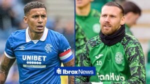 James Tavernier and Hibernian forward Martin Boyle.
