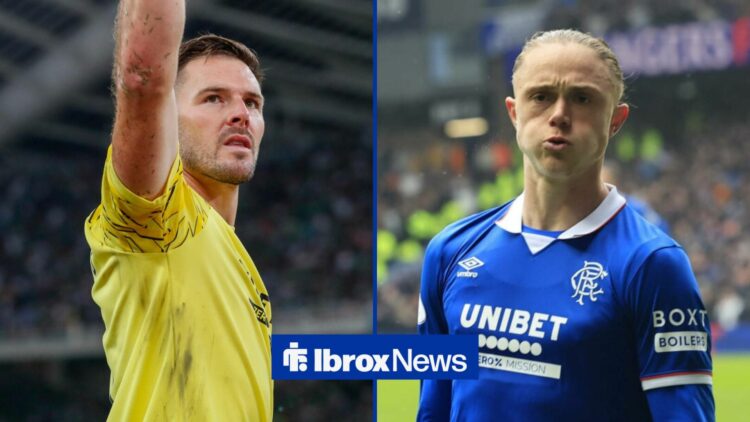 Rangers duo Jack Butland and Thelo Aasgaard.