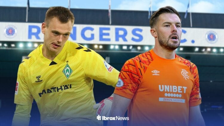 Werder Bremen goalkeeper Karl Hein and Rangers star Jack Butland.