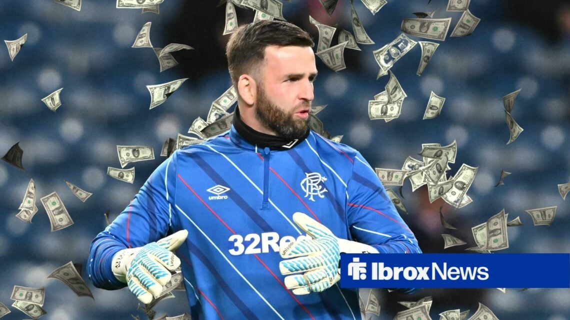 Liam Kelly of Rangers warms up during the UEFA Europa League match vs Braga.