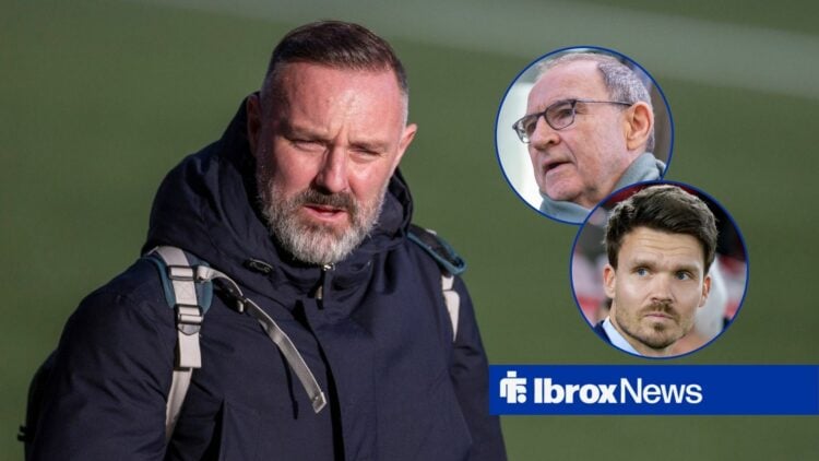 Kris Boyd as main image with Celtic boss Martin O'Neill and Rangers manager Danny Rohl in circular inset on the right