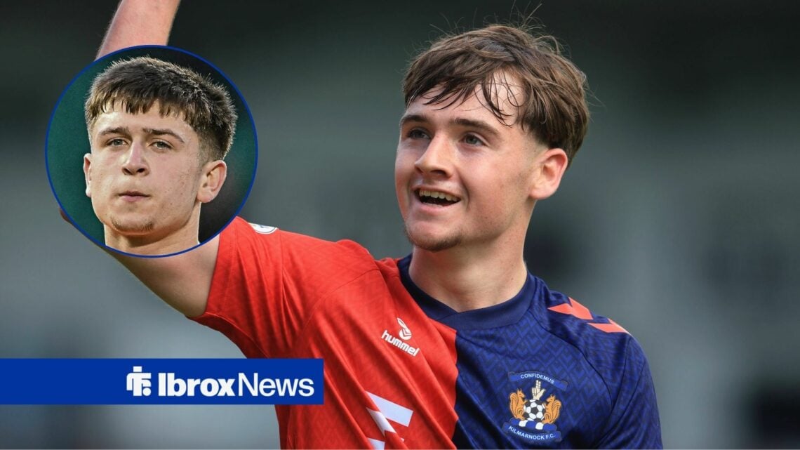 Rangers loanee Findlay Curtis as main image with Mikey Moore in circular inset on the left