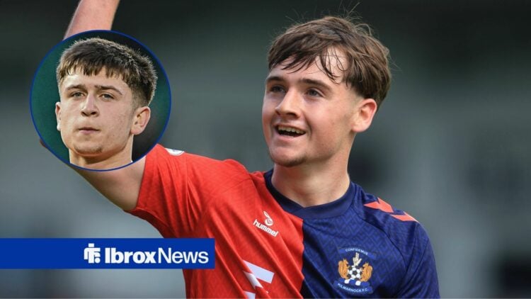 Rangers loanee Findlay Curtis as main image with Mikey Moore in circular inset on the left