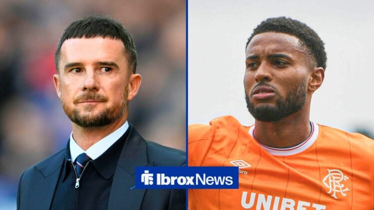 Split immage of Barry Ferguson and Rangers striker Youssef Chermiti