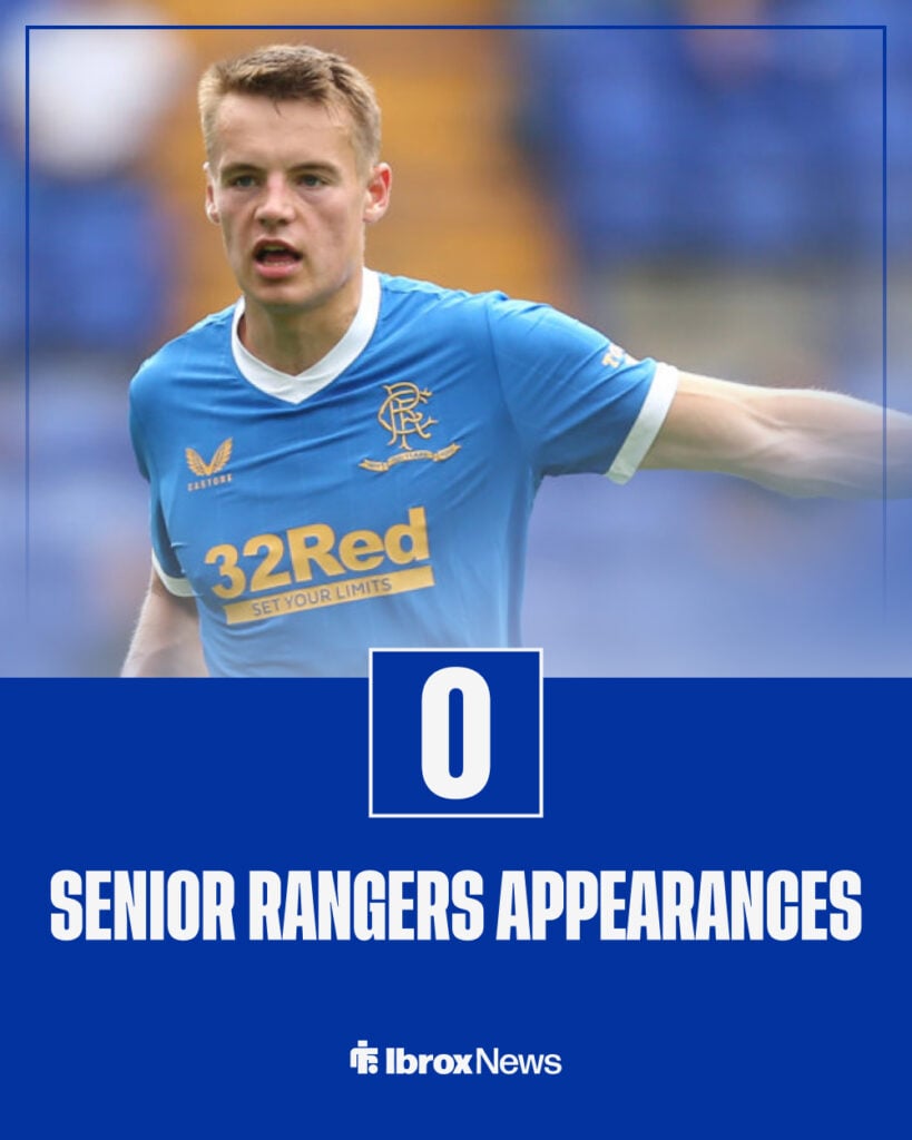 Lewis Mayo stats graphic with Rangers appearances