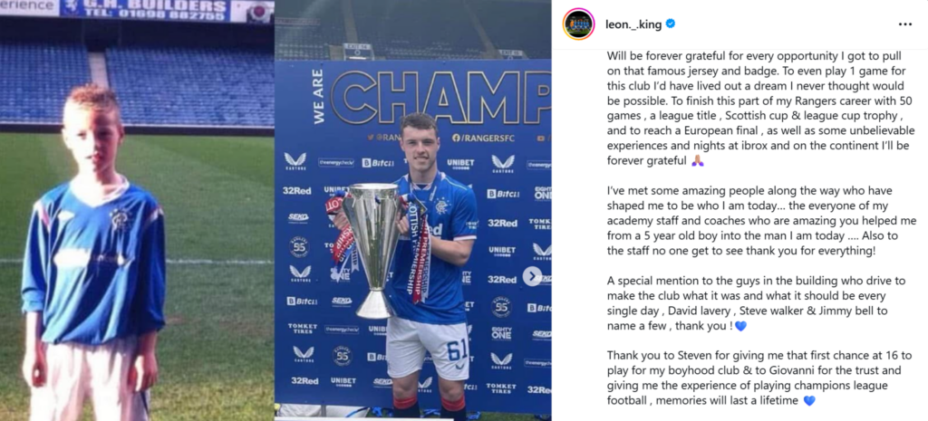Leon King's Instagram post