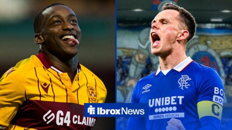 Tawanda Maswanhise celebrates during the William Hill Scottish Premiership match between Motherwell and St Mirren, Lawrence Shankland in a Rangers ...