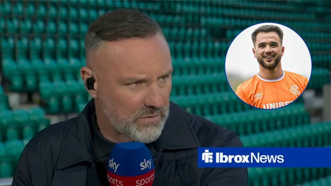 Kris Boyd looking towards a circular frame inset of Nicolas Raskin