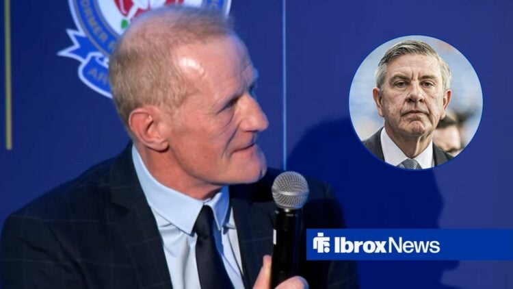 Colin Hendry looking towards a circular frame inset of Andrew Cavenagh