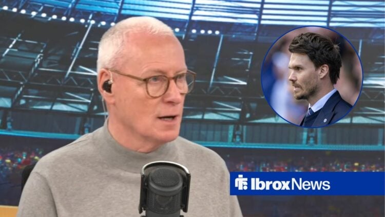 Jim White looks surprised, with Danny Rohl in a circular frame inset