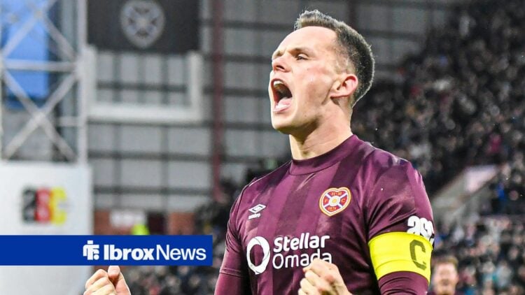 Lawrence Shankland celebrates scoring for Hearts